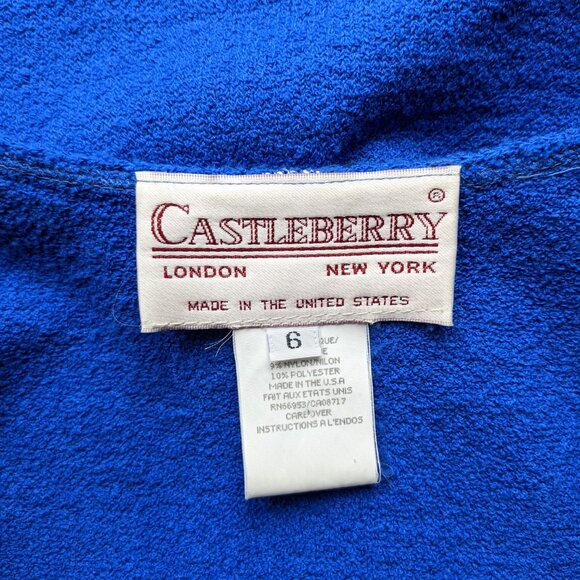 Vintage Castleberry London New York 80s Bright Blue Skirt Suit – Size 6 - Picture 6 of 6